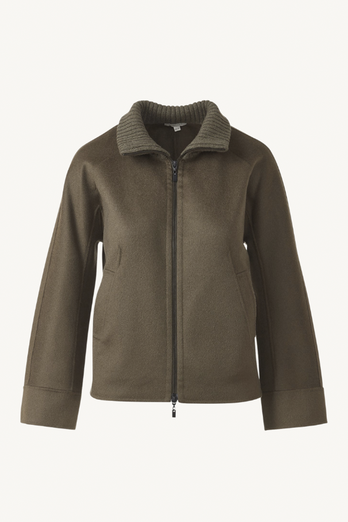short knit trim coat - loden