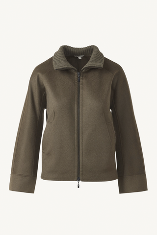 short knit trim coat - loden