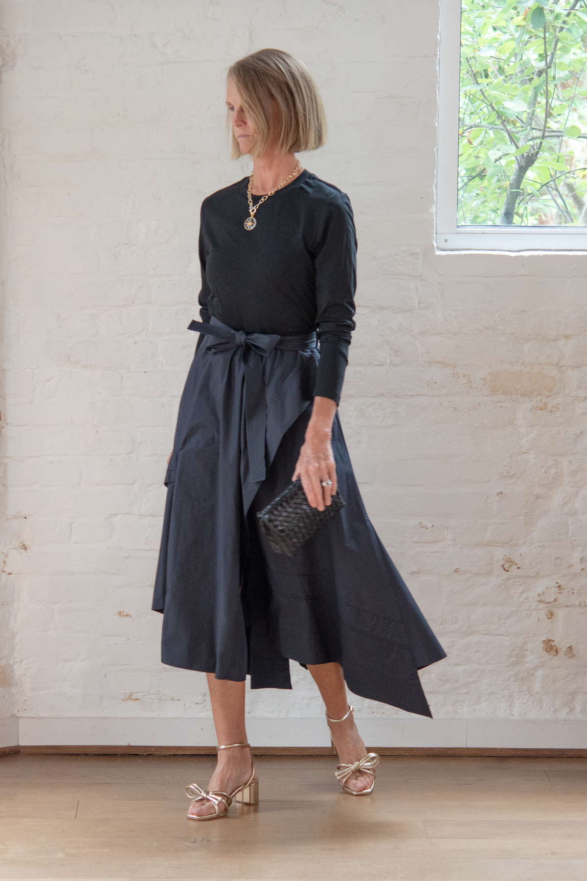 long sleeve t-shirt combo dress - black-midnight