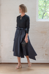 long sleeve t-shirt combo dress - black-midnight