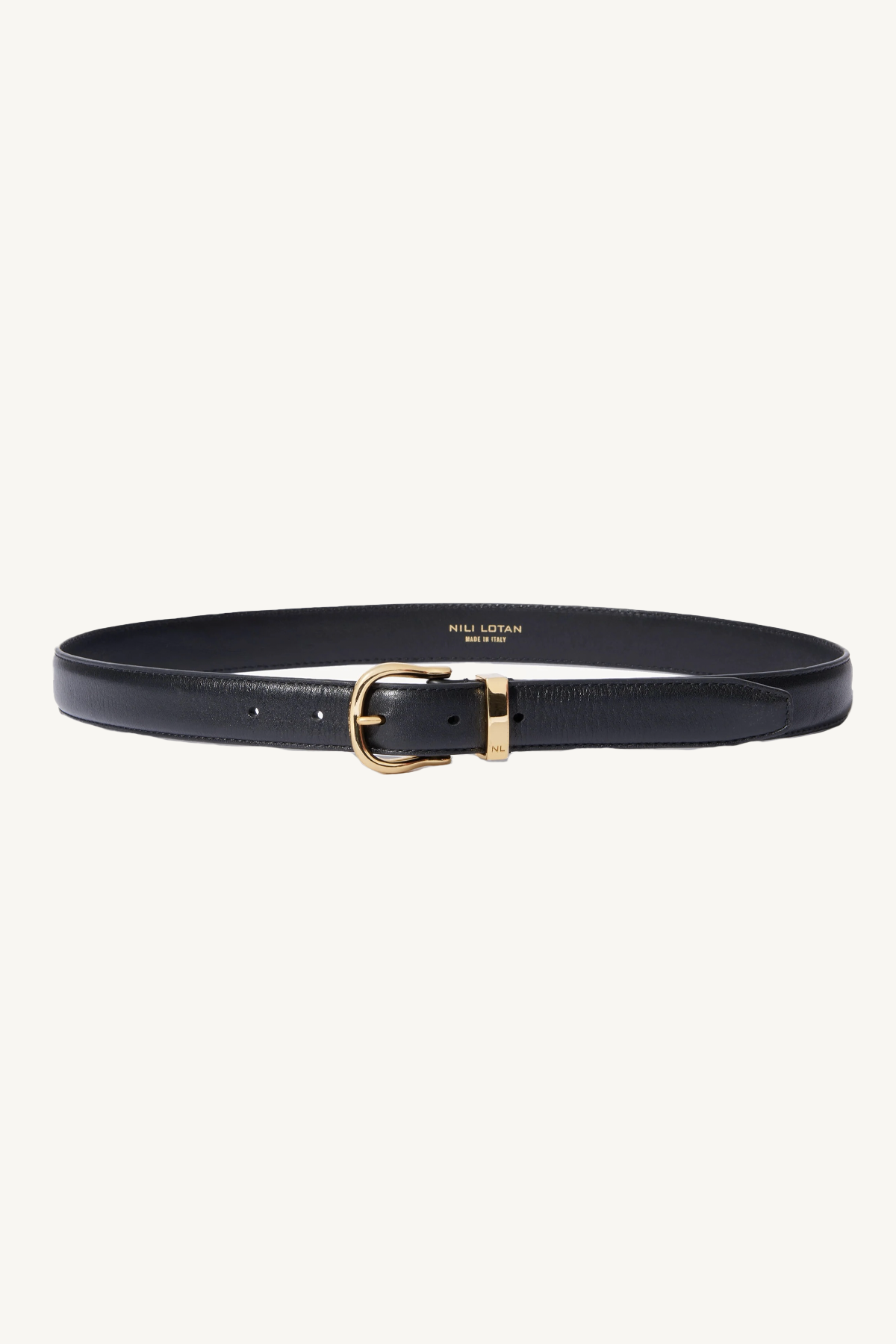 louise belt - black w/shiny brass buckle