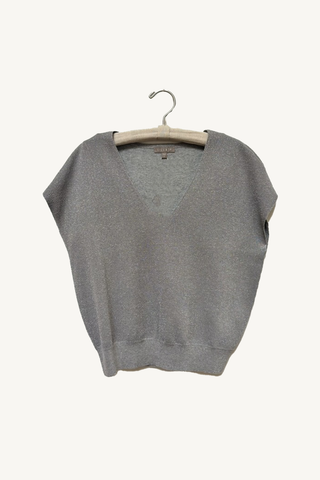 metallic v-neck sweater - heather grey sparkle