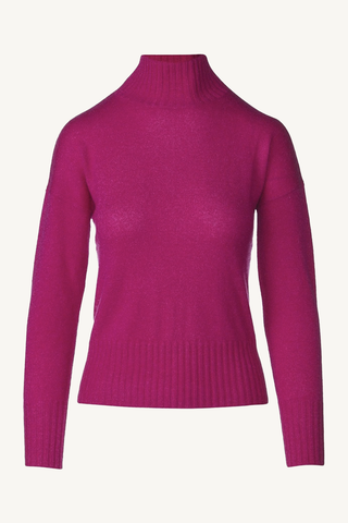 rib funnel pullover - magenta