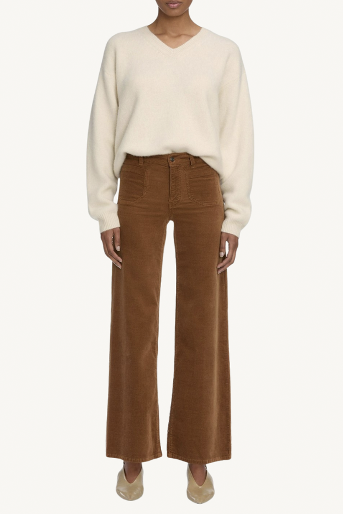 le slim palazzo modernist - brown cord