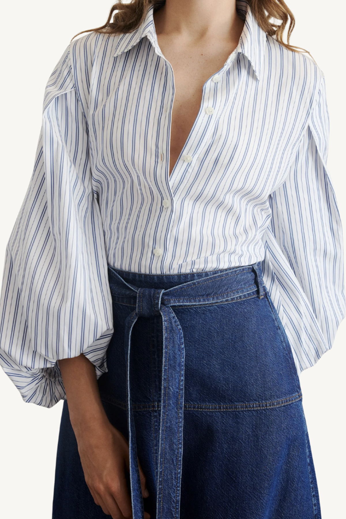 marina stripe top - white/french blue