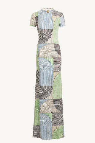 yara dress - abstract green print
