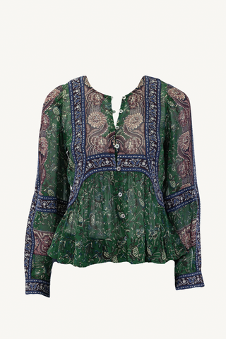 melba print top - green