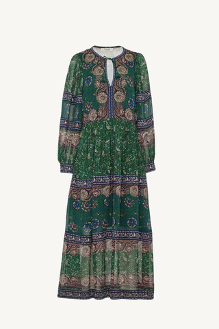 melba print midi dress - green