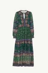 melba print midi dress - green