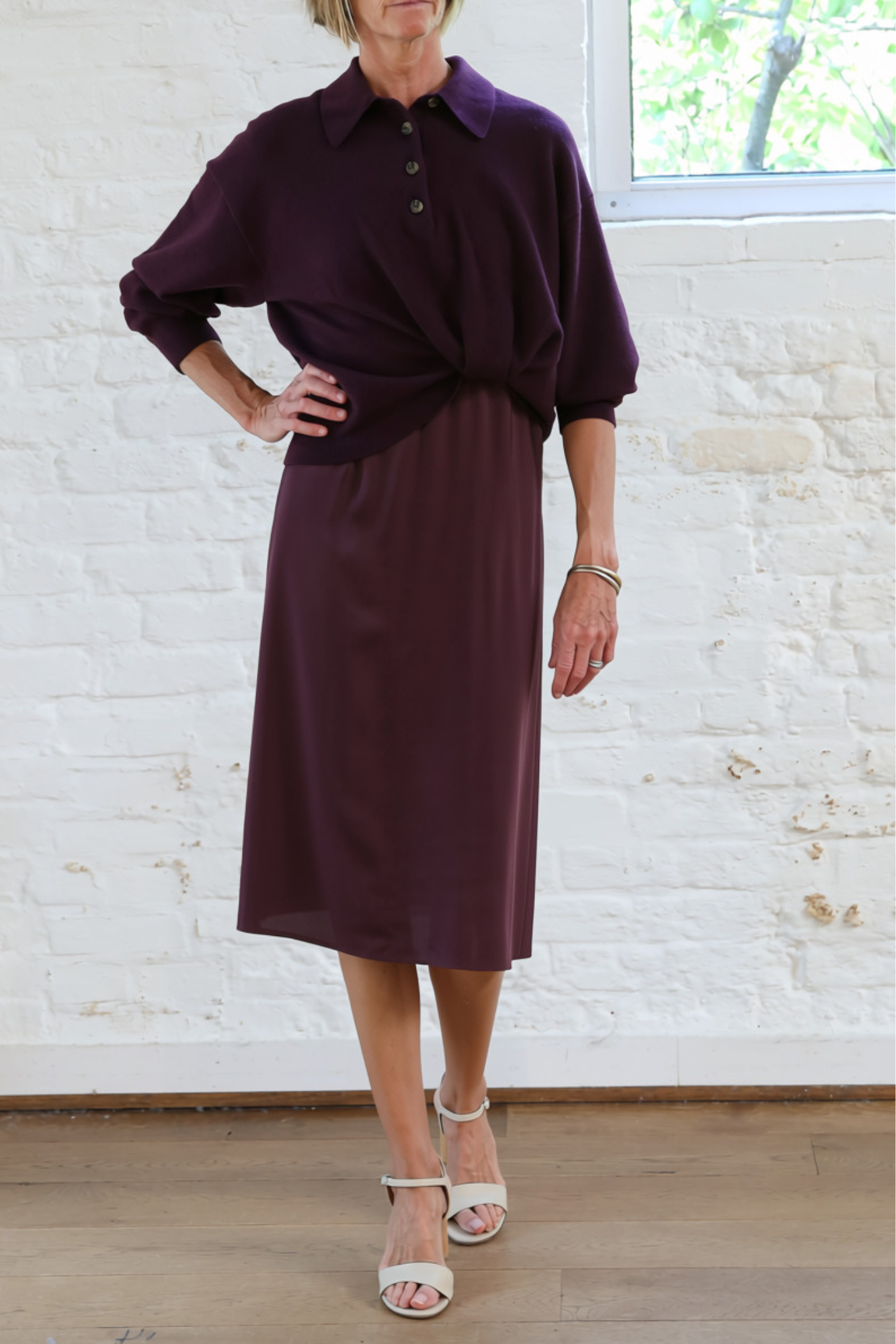 ultrafine merino polo midi dress - espresso