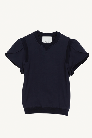 tulip sleeve french terry top - midnight