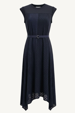 sleeveless french terry midi dress - midnight