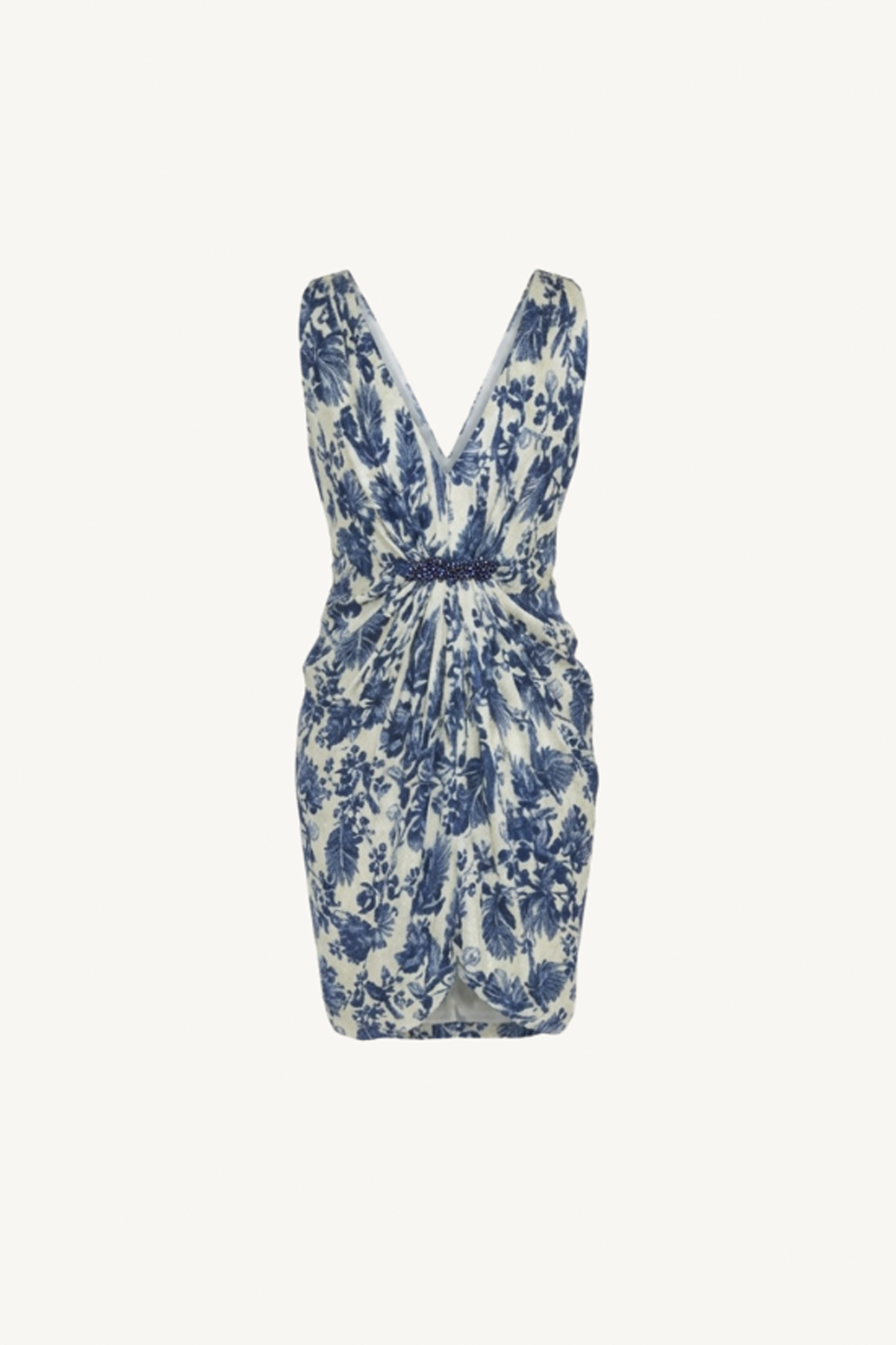 hand draped mini dress - ivory/navy gulmohar