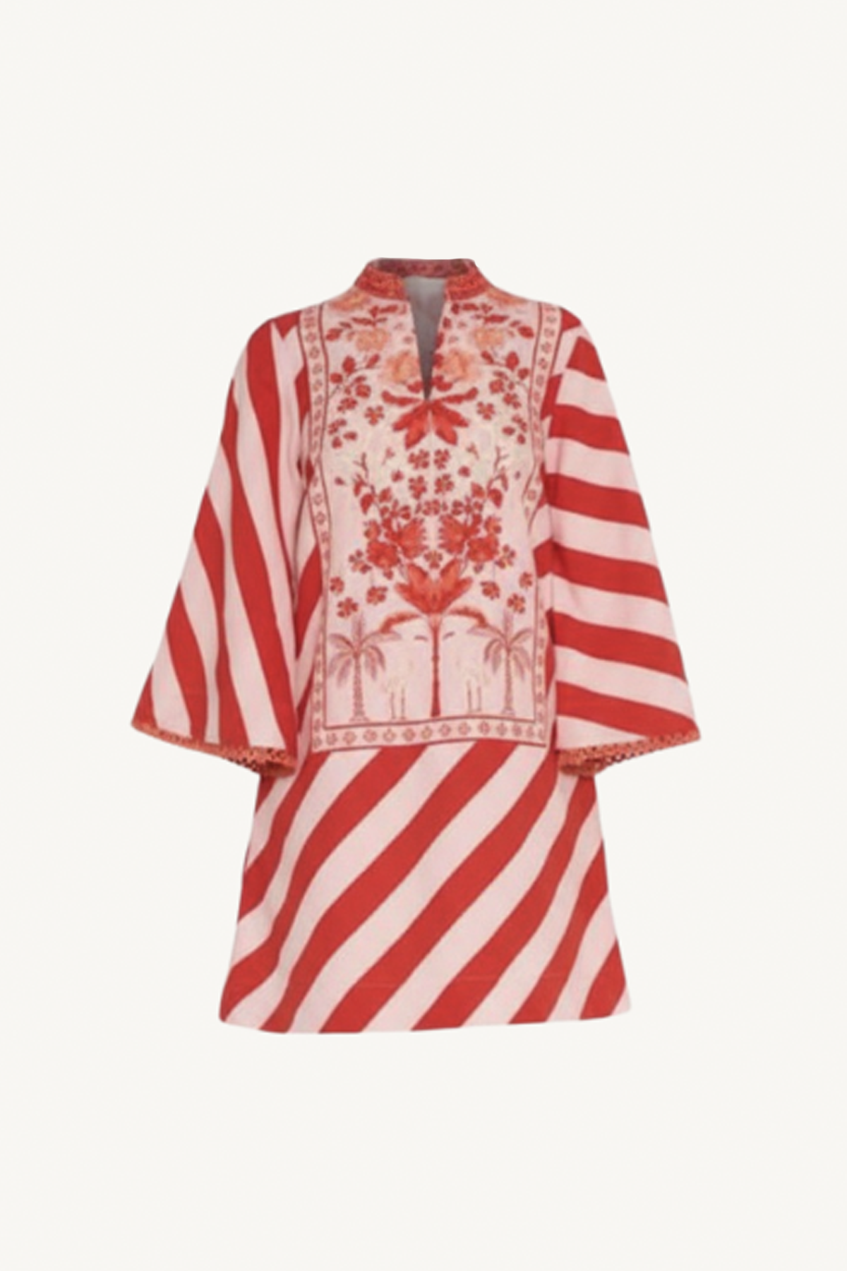 mini kaftan dress - blush and red palm
