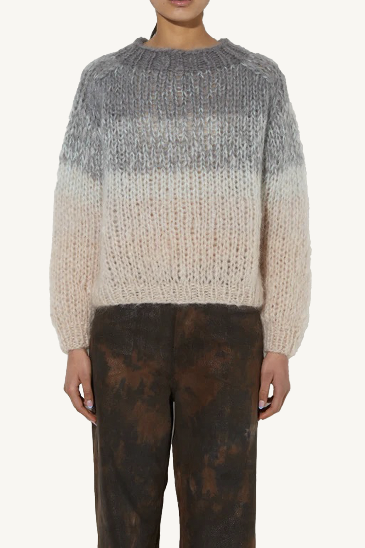 mohair ombre pullover - grey/beige