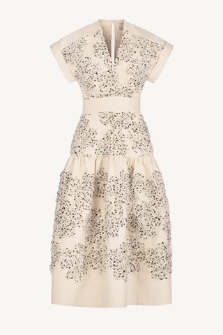 metaponto dress - beige/black embroidered