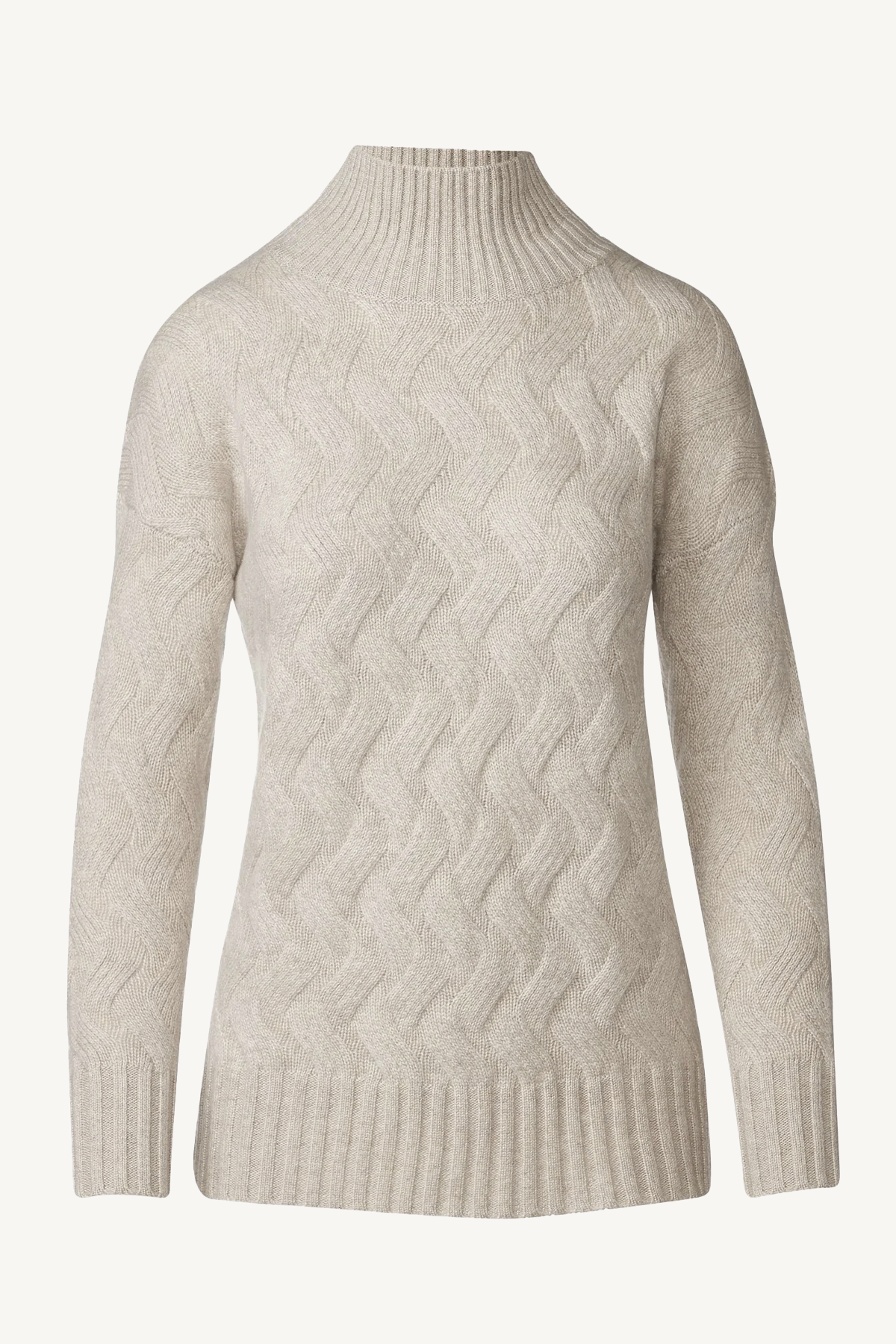 luxe cable funnel sweater - mushroom