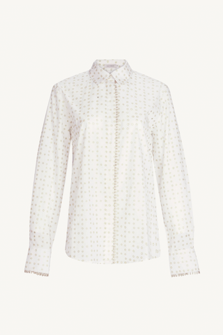 naroa blouse - white gold dots