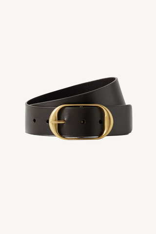 nili belt - dark brown with antique brass buckle