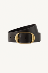 nili belt - dark brown with antique brass buckle
