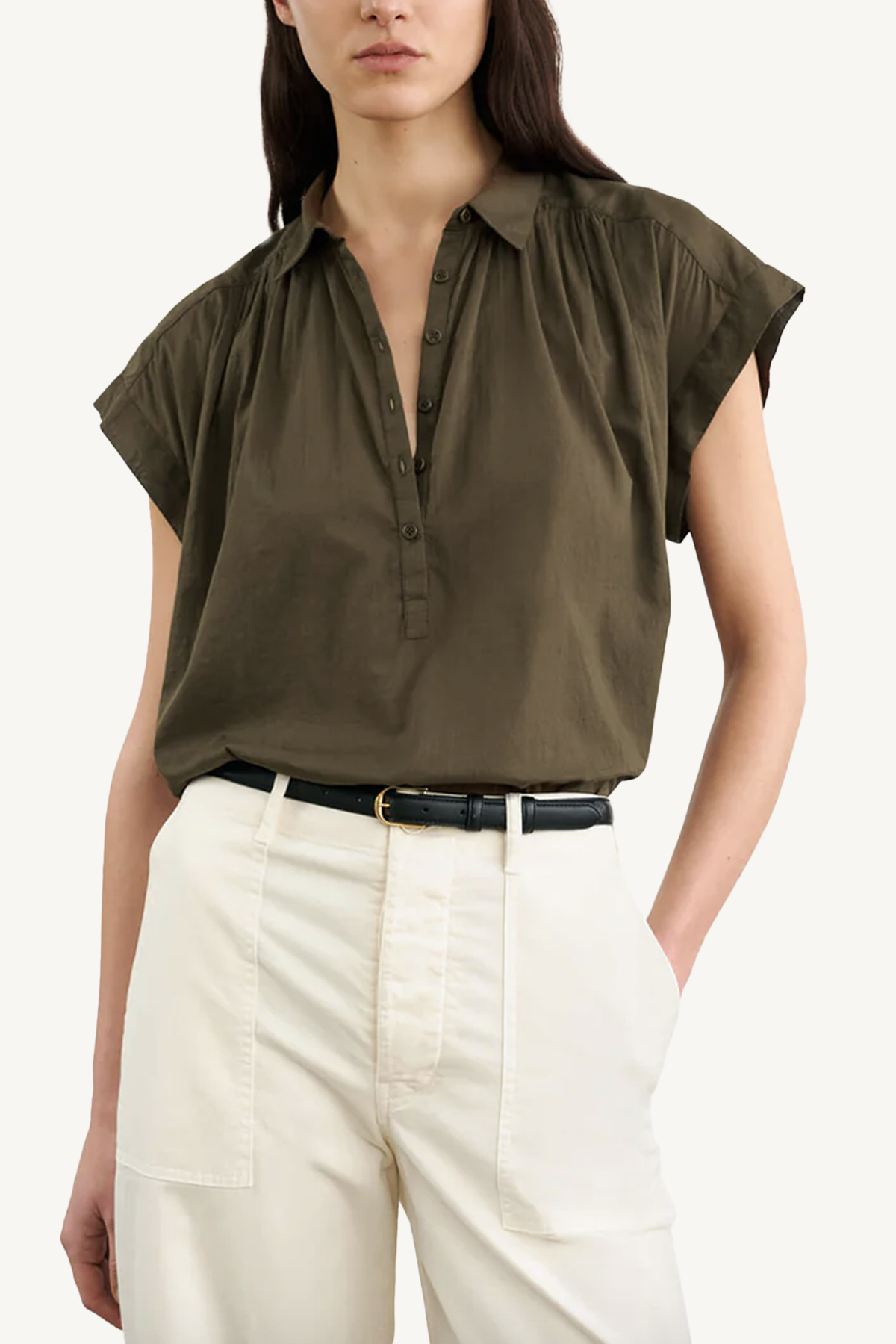 normandy blouse - olive green