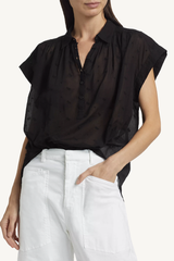 normandy embroidered blouse - black