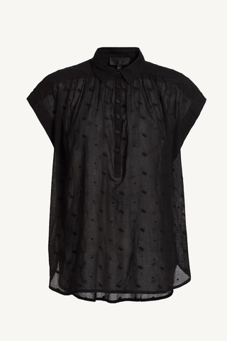 normandy embroidered blouse - black