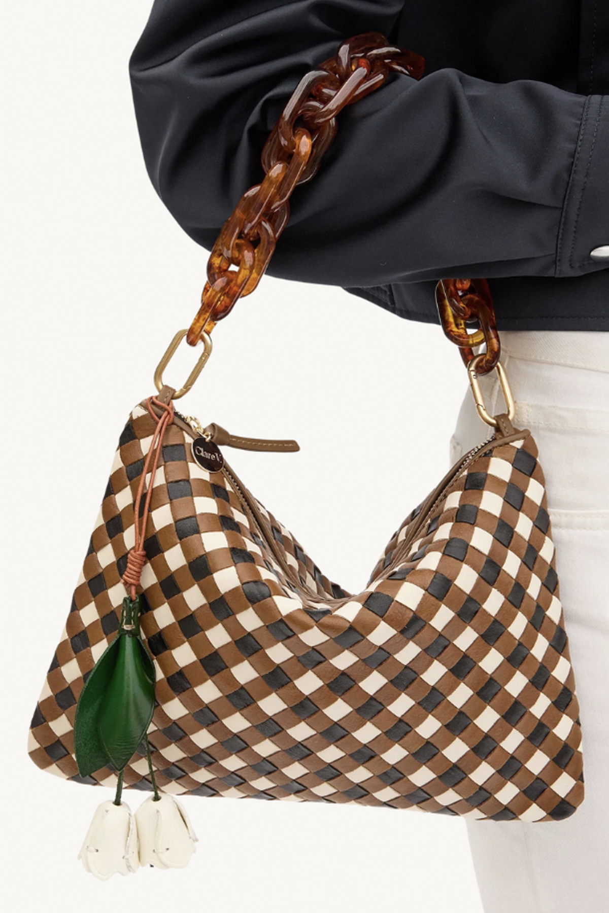 flat clutch with shortie strap - oat multi