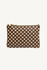 flat clutch with shortie strap - oat multi