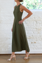 sculpted uma sleeveless maxi dress - dark olive