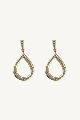 brass and pave open teardrop earrings