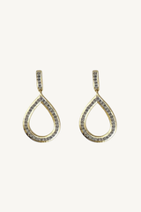 brass and pave open teardrop earrings