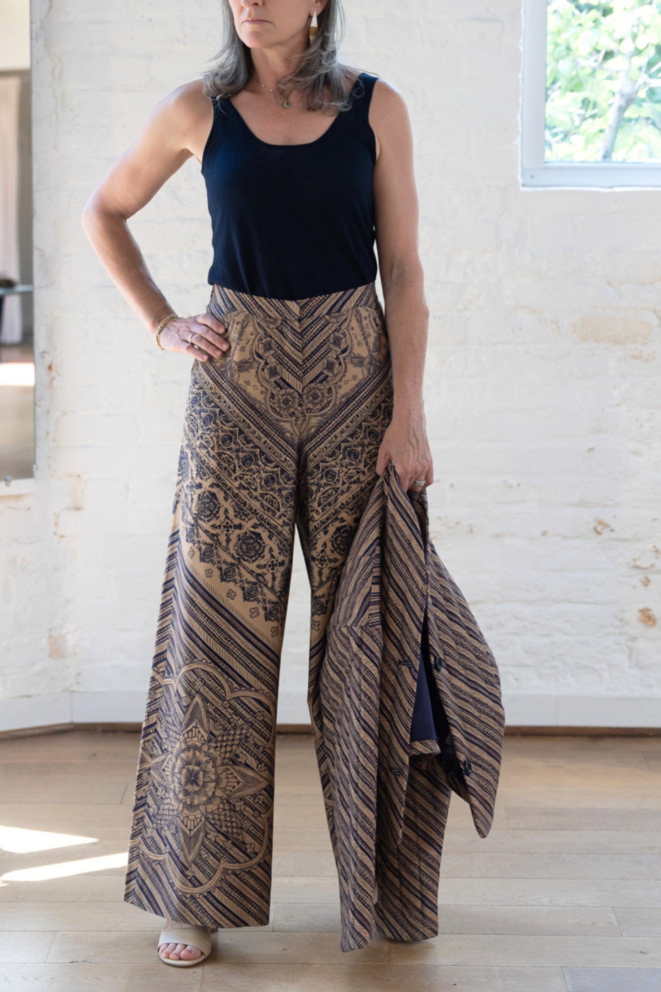 palazzo pant - diagonal stripe placement