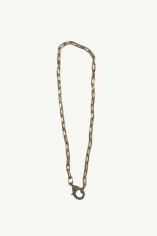 17" heavy paperclip chain with pave diamond claw closure