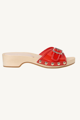 paulie studded flat sandal - red
