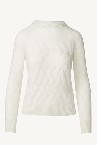 wandering cable crew sweater - pearl