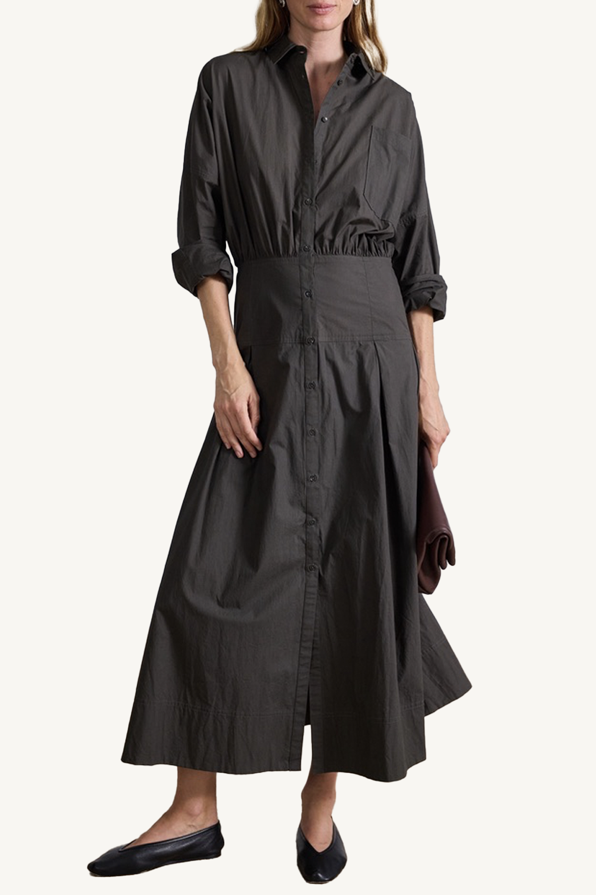 pietra maxi shirt dress - deep olive