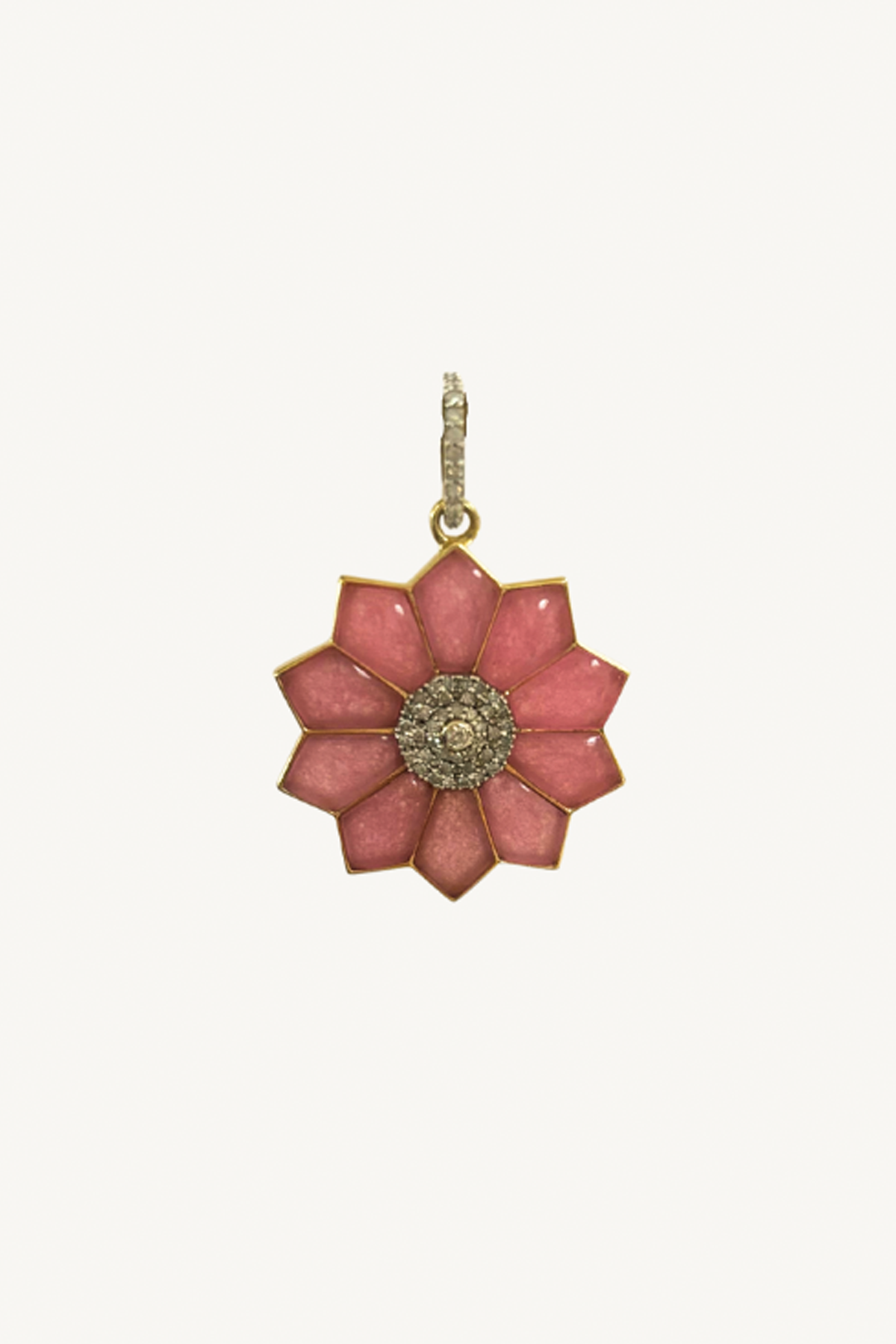 carved pink jade flower pendant