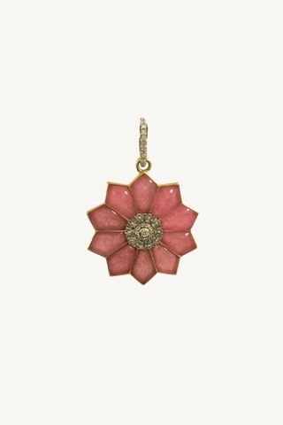 carved pink jade flower pendant