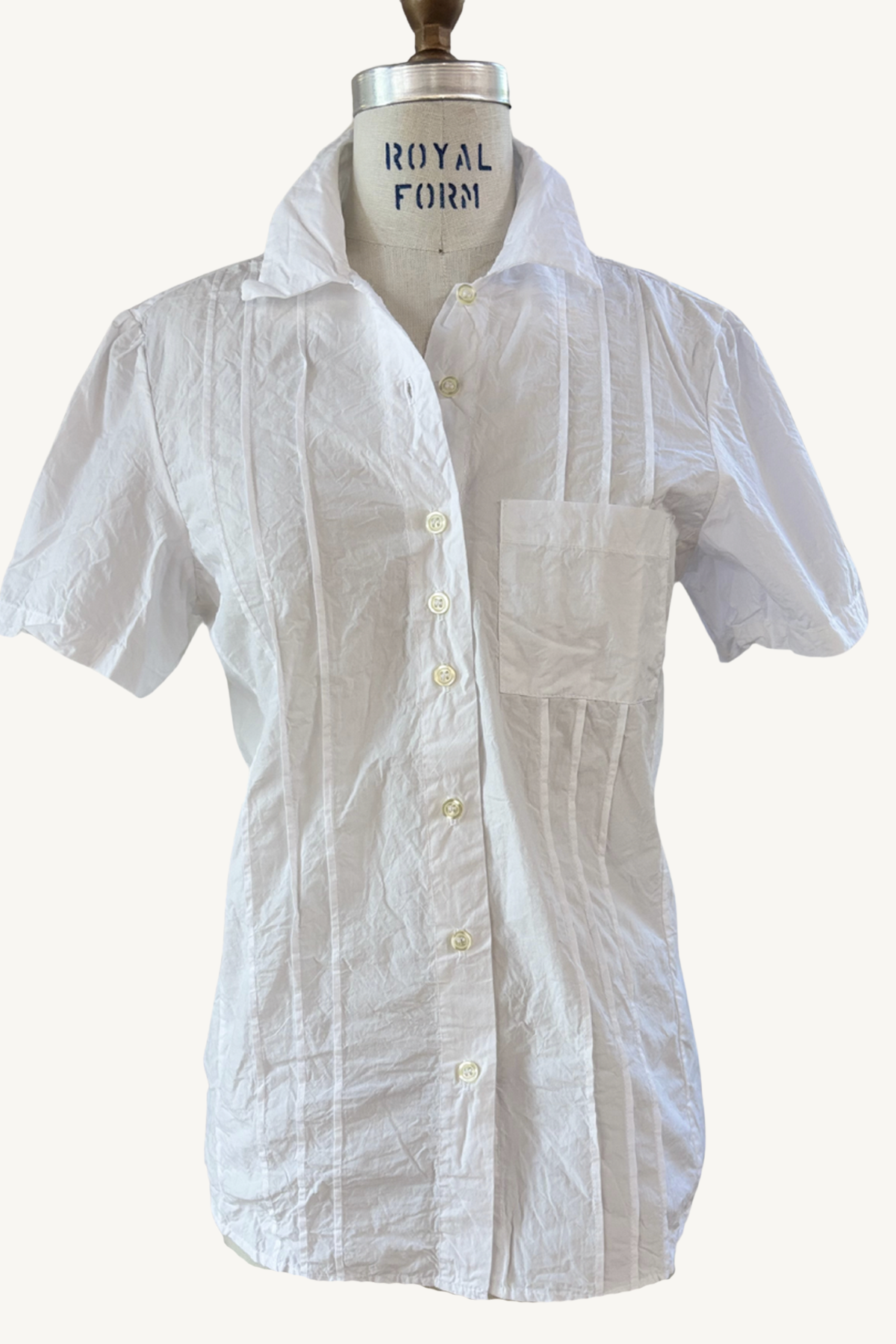pintuck cotton blouse - champagne