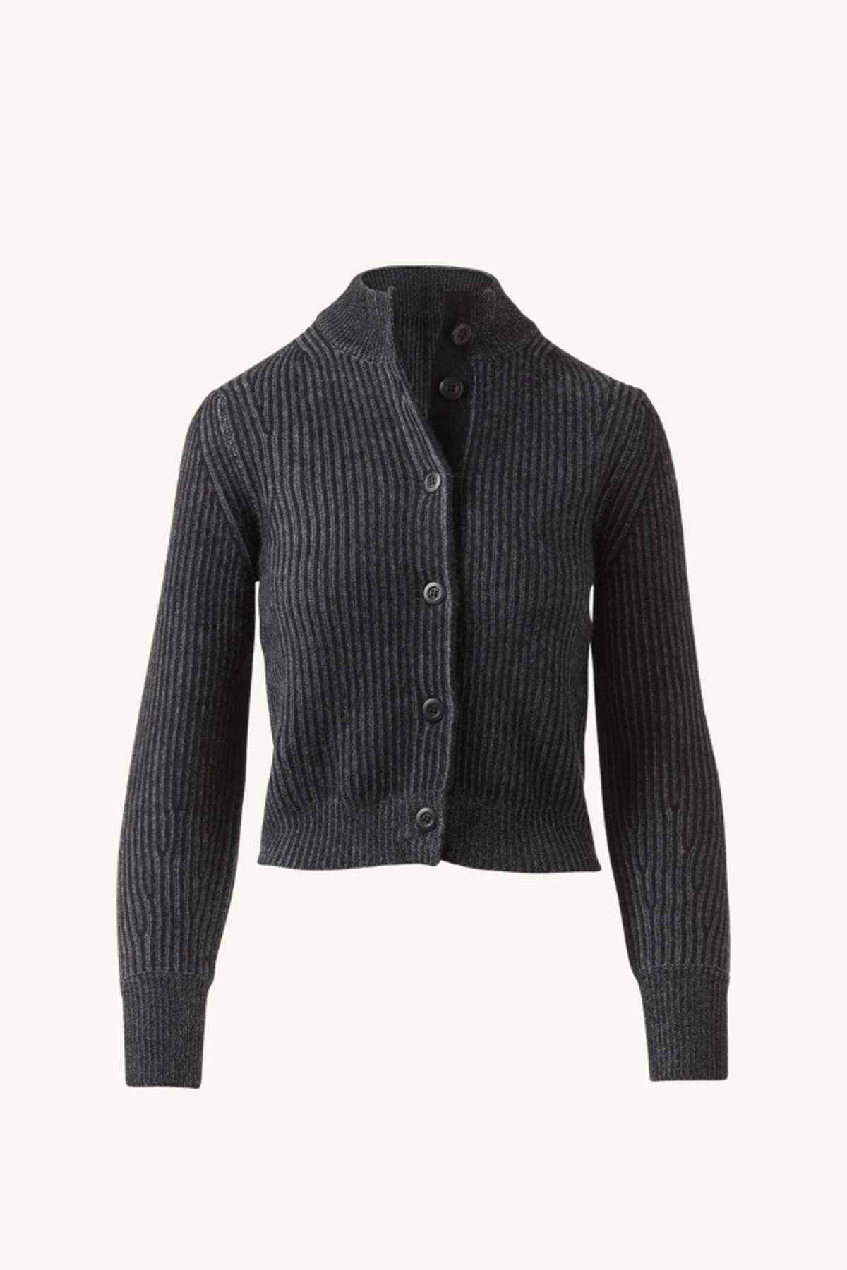 plaited rib cardigan - black/flannel