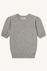 pointelle puff sleeve sweater - light grey