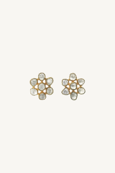 polki diamond flower stud earrings