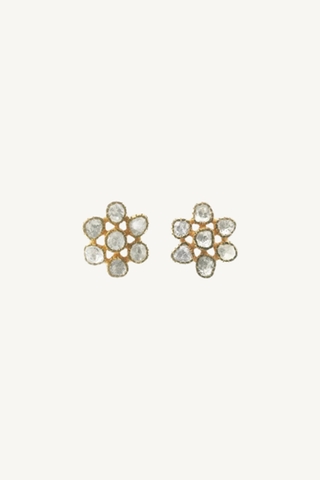 polki diamond flower stud earrings