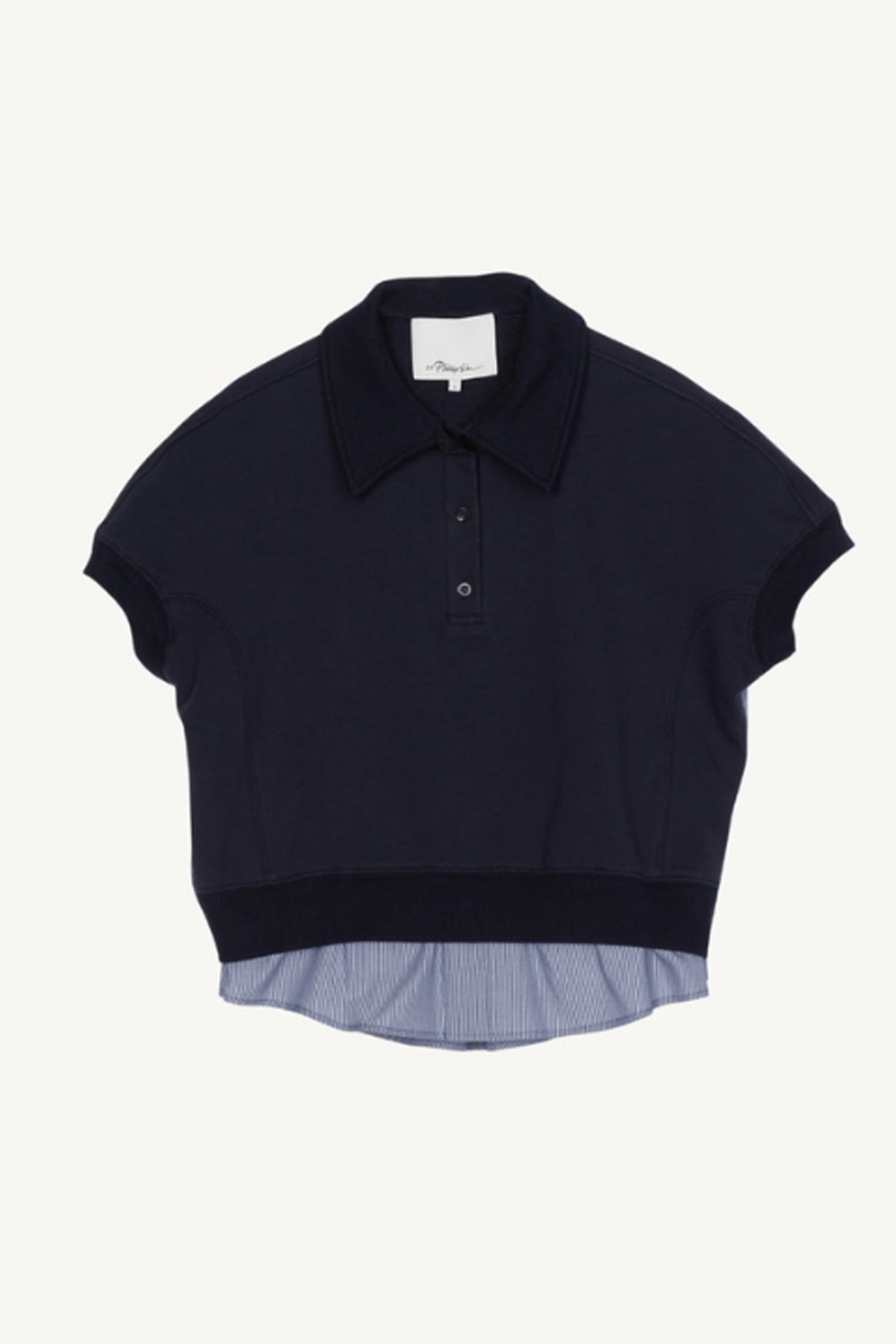 polo top with shirting back- midnight