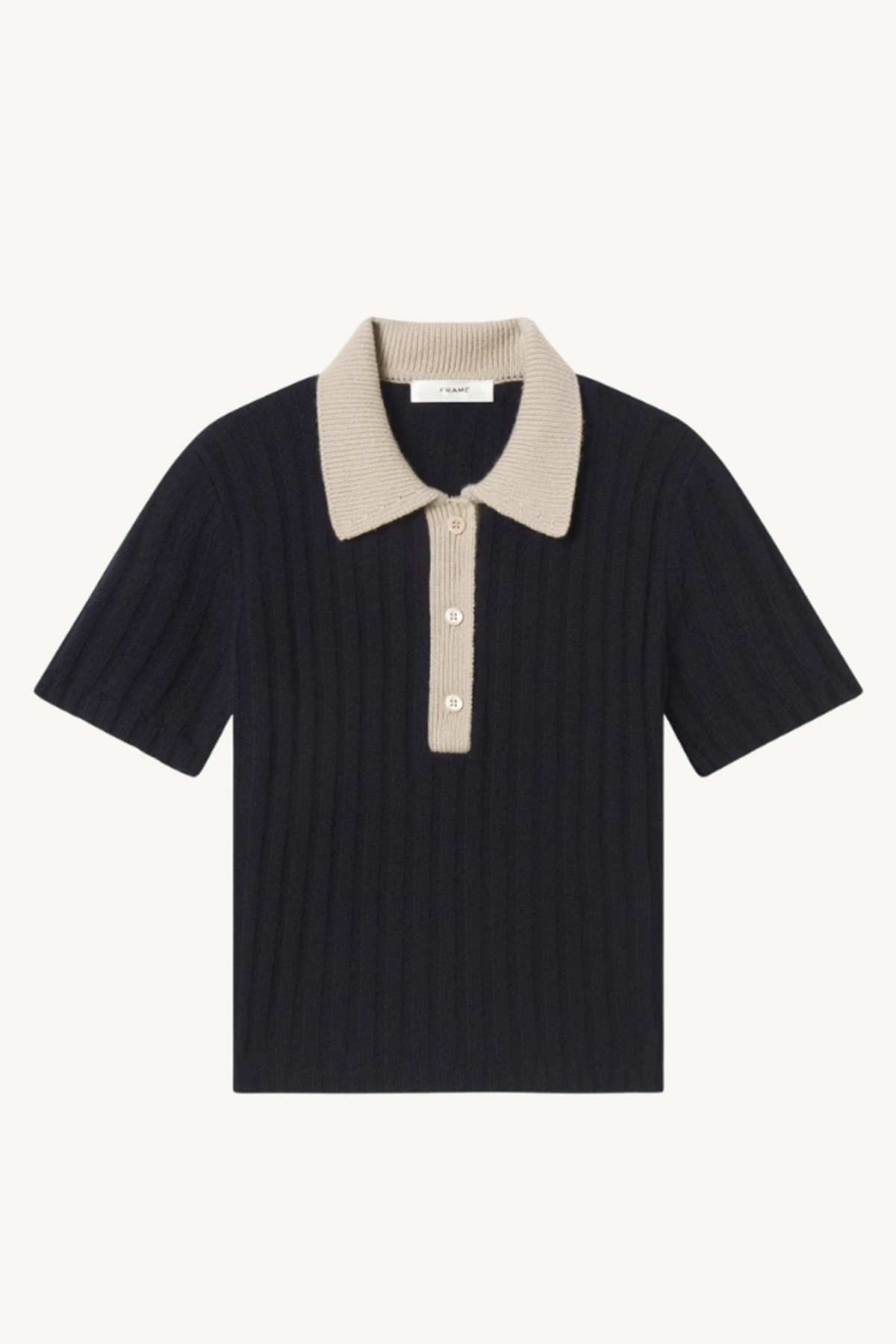 contrast trim polo sweater - navy multi