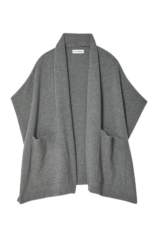 merino cashmere open poncho - dark steel