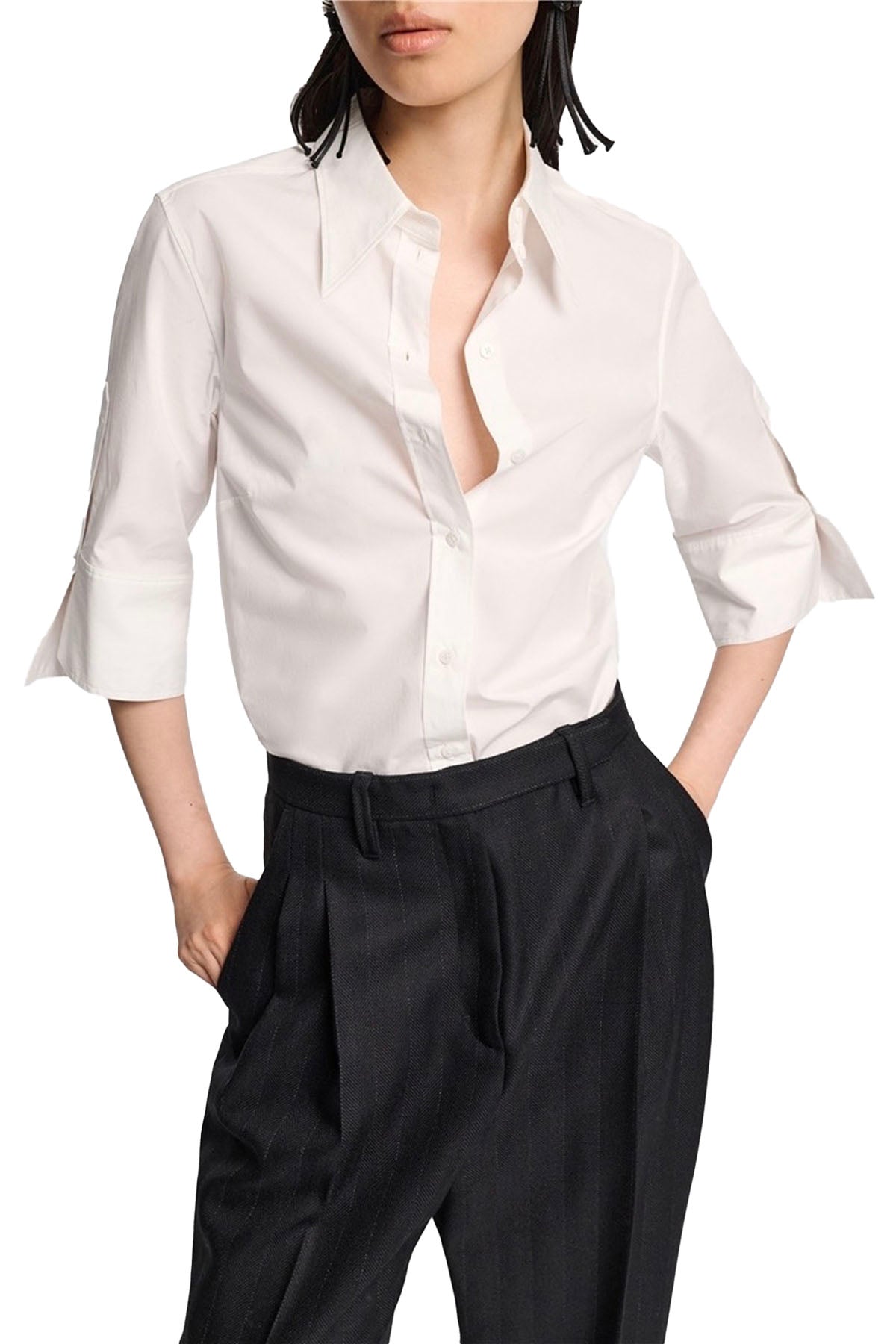 poplin power blouse - white