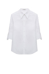 poplin power blouse - white