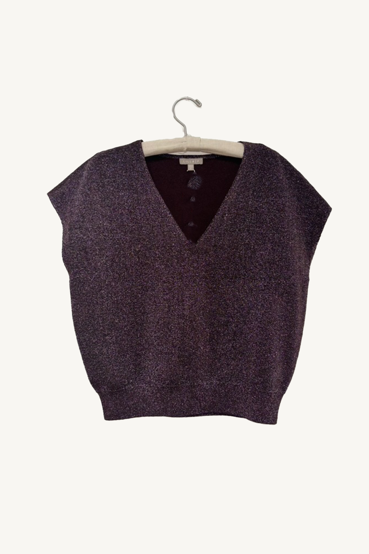 metallic v-neck sweater - port sparkle